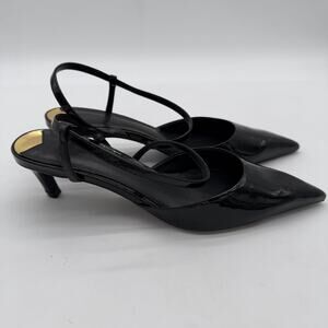 Schutz Annie Elegant Old Money Mid Kitten Heel Black Patent Leather Pumps 7